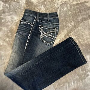Dark Blue Boot Cut Jeans size 27 R white thread